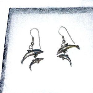 Silver dolphin earrings